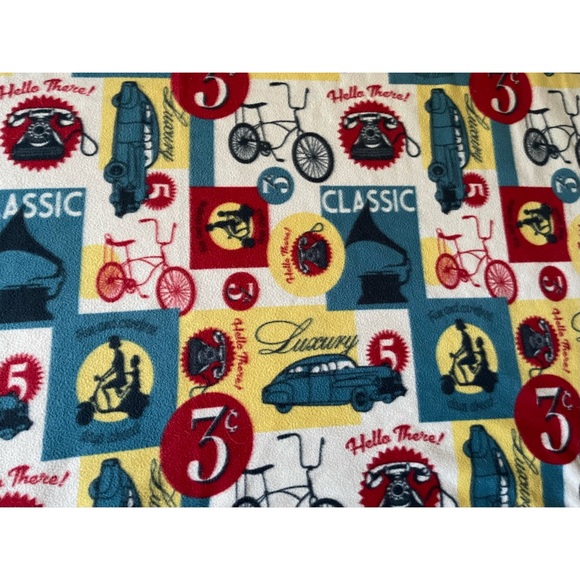 90’s Telephone Cars Motorcycle Bicycle Fleece Throw Blanket 68” x 58” - Picture 4 of 5